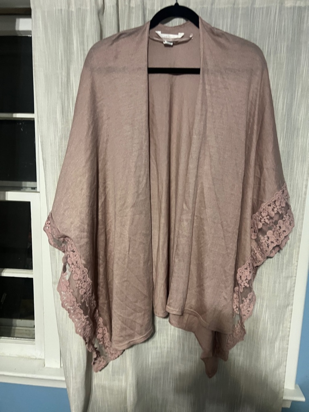 Light Pink Open-Front Lace-Trim Women's Cardigan